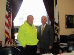 Stover Walks to D.C. Raising Awareness of Coal Congressman Rahall with Wyoming County Circuit Clerk David "Bugs" Stover in Rahall’s Capitol Hill office who recently completed his third walk from Wyoming County to Washington to raise awareness about the importance of coal to West Virginia's economy.
